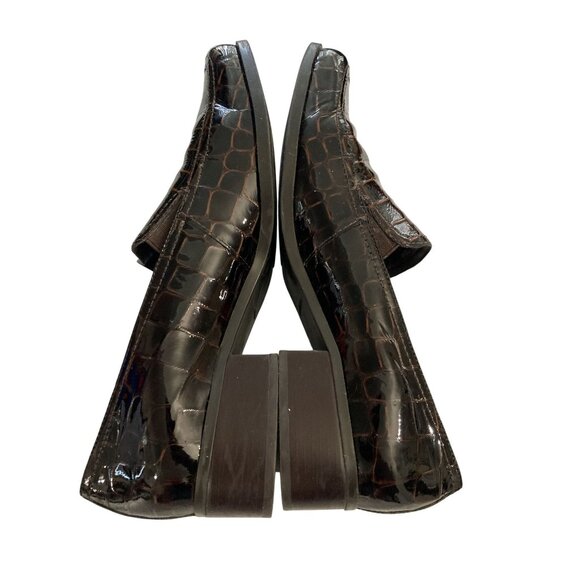 Mallory Women Size 10M Brown Leather Crocodile Embossed Loafers Brazil - Picture 6 of 8